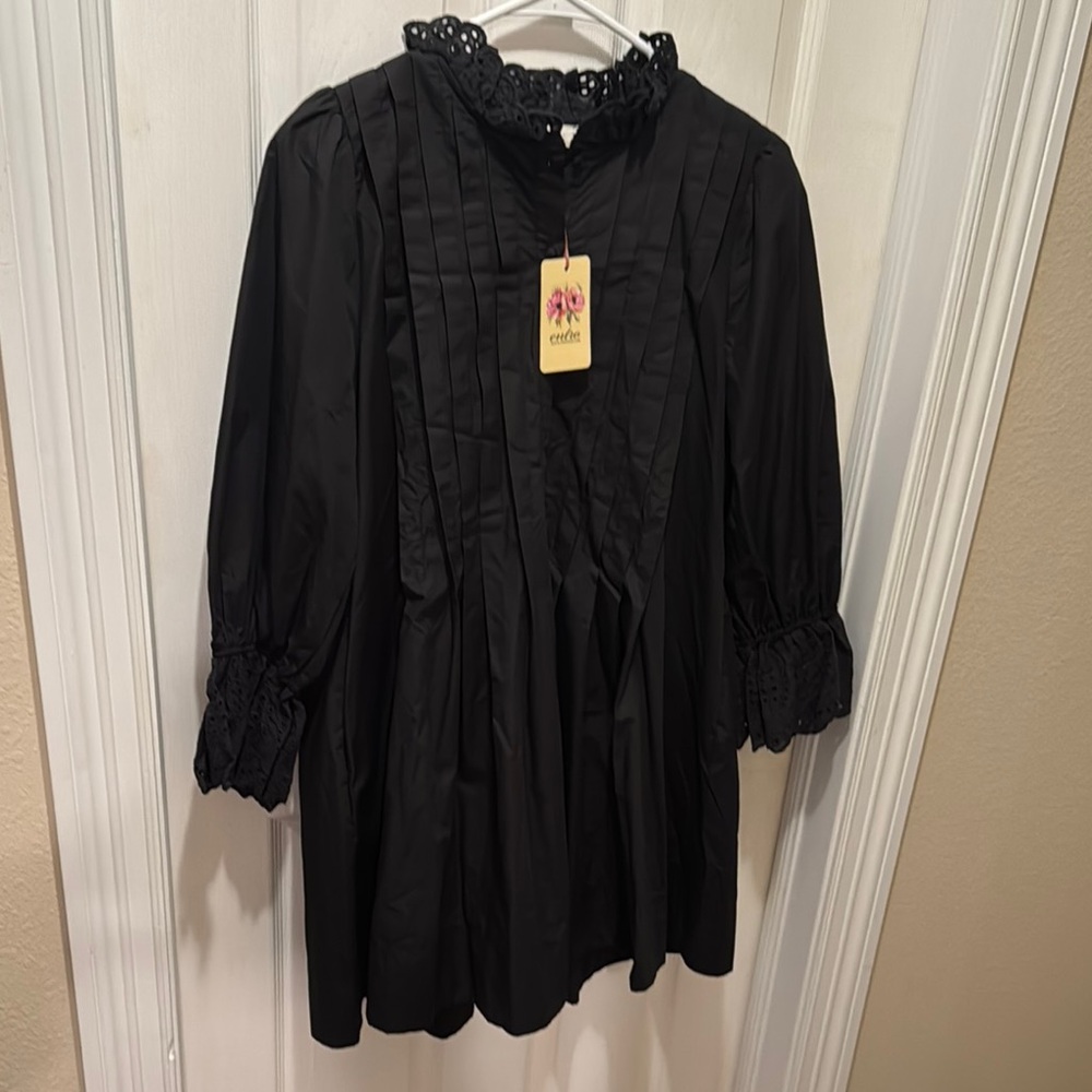 Black Lace Trim Dress